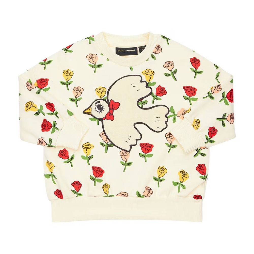 Mini Rodini sweatshirt with bird and roses 🌹